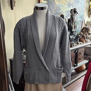Vintage Hunters Run Sz S Gray Cable Knit Cardigan GVC